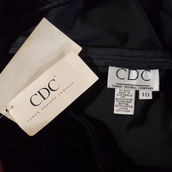 Vtg 90s CDC NWT Velvet Chiffon Tieback Jumpsuit Size 10 Whimsigoth Grunge Black - Picture 7 of 12